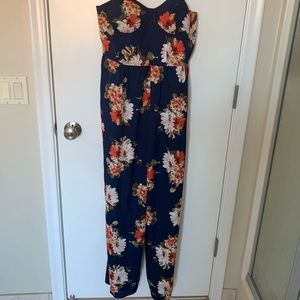 Navy Blue Floral Pant Suit